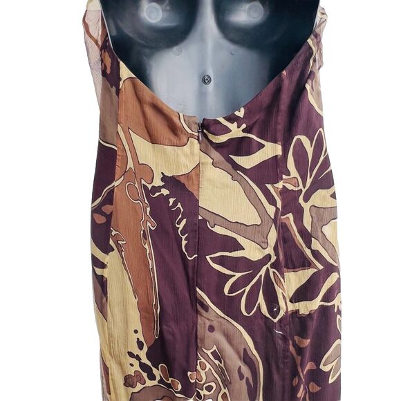 Escada Green and Brown Fauna Print Plisse Silk Ruffled Halter Maxi Dress 38 US 8 - Picture 7 of 12